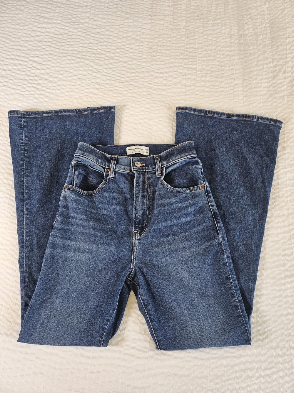 Abercrombie Women Bell Bottom Flared Boho Hippie Indie Wide Leg Jeans High Waist